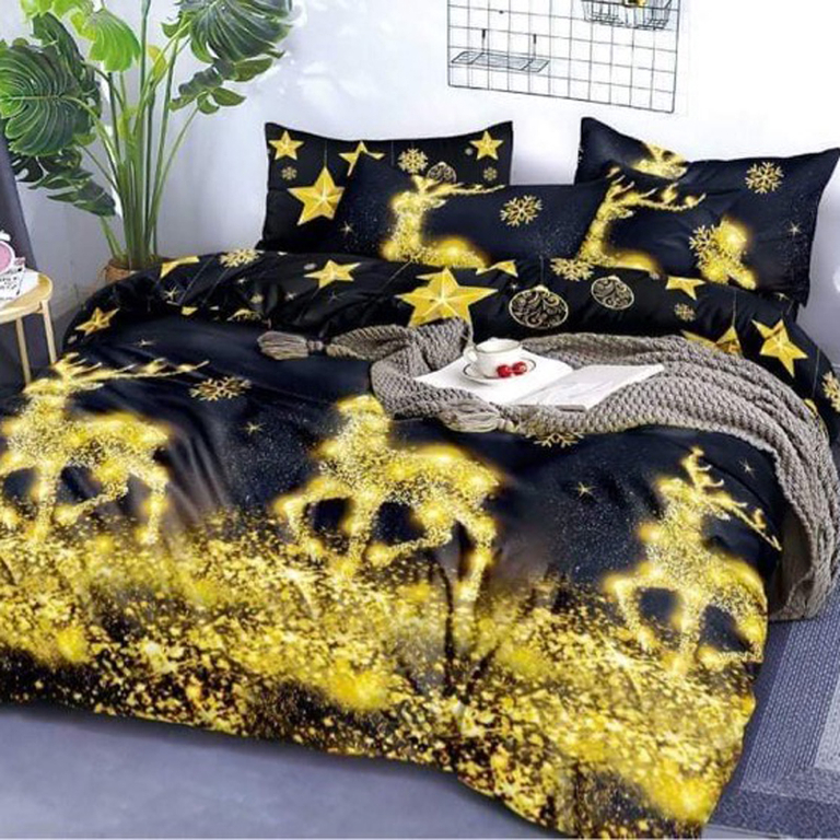 Lenjerie de pat ren de Craciun 200x220 un set de 4 bucati - Lenjerie de pat