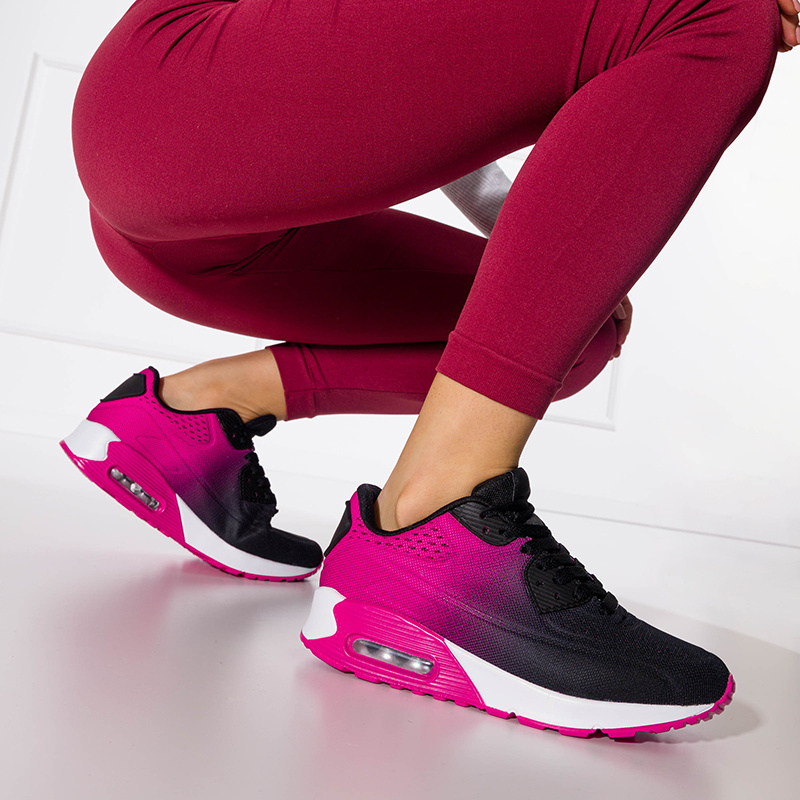 Pantofi sport de dama negri si fucsia pe platforma Tigeris - Incaltaminte