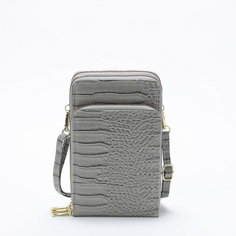 Mini poseta-portofel dama gri cu relief - Accesorii