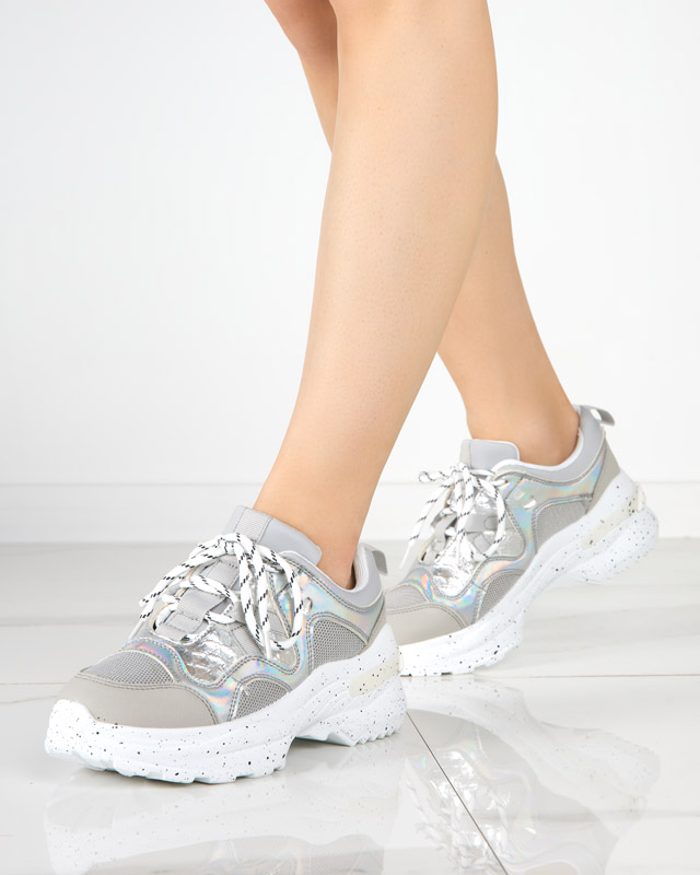 Pantofi sport dama gri argintiu Tenisi Dejis – Incaltaminte argintiu imagine noua 2022