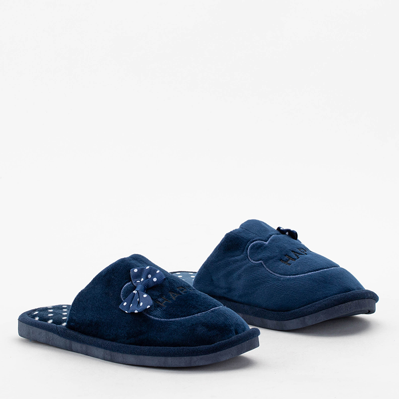 Papuci de damă albastru marin cu arc Mommis - Încălțăminte
