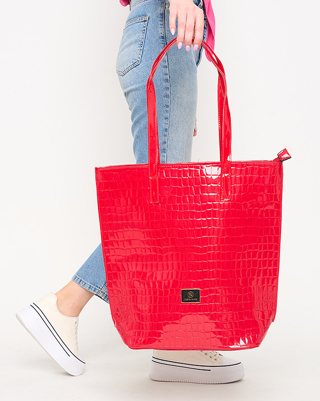 Geanta shopper dama rosie lacuita cu relief - Accesorii