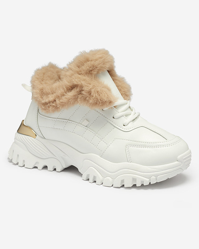 Pantofi sport dama alb cu blana Flixi – Incaltaminte alb imagine noua 2022