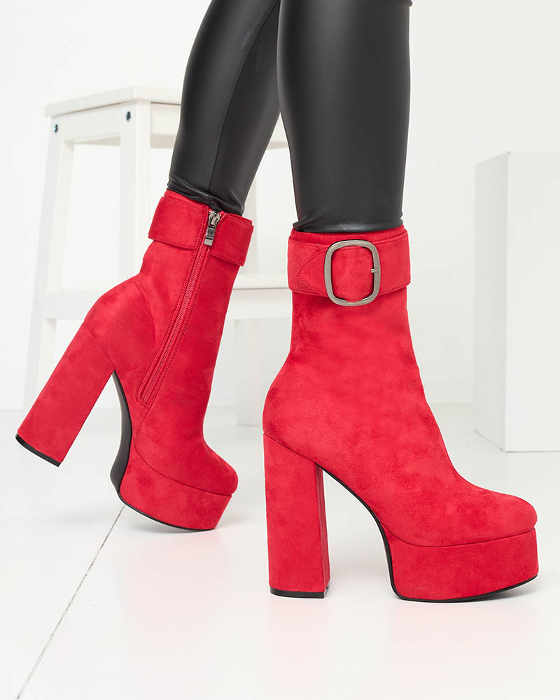 Cizme roșii de damă cu toc Vefera – Pantofi Cizme imagine noua 2022