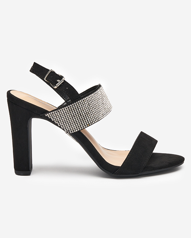 Sandale de damă negre pe stâlp cu zirconiu cubic Maerro – Încălțăminte royal-fashion imagine noua 2022