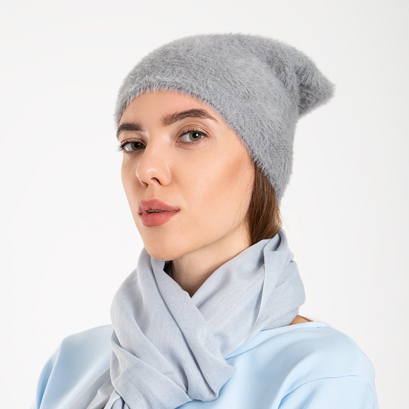 Pălărie de iarnă din blană gri pentru femei – Șepci blana imagine noua 2022