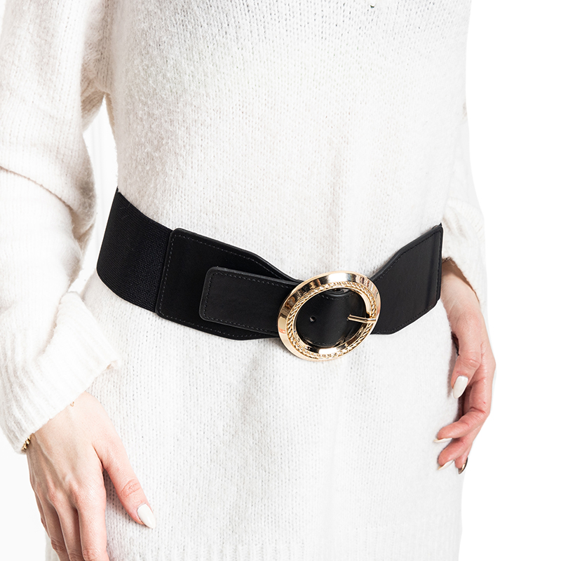 Cureaua elastica neagra de dama cu catarama aurie – Accesorii royal-fashion imagine noua 2022