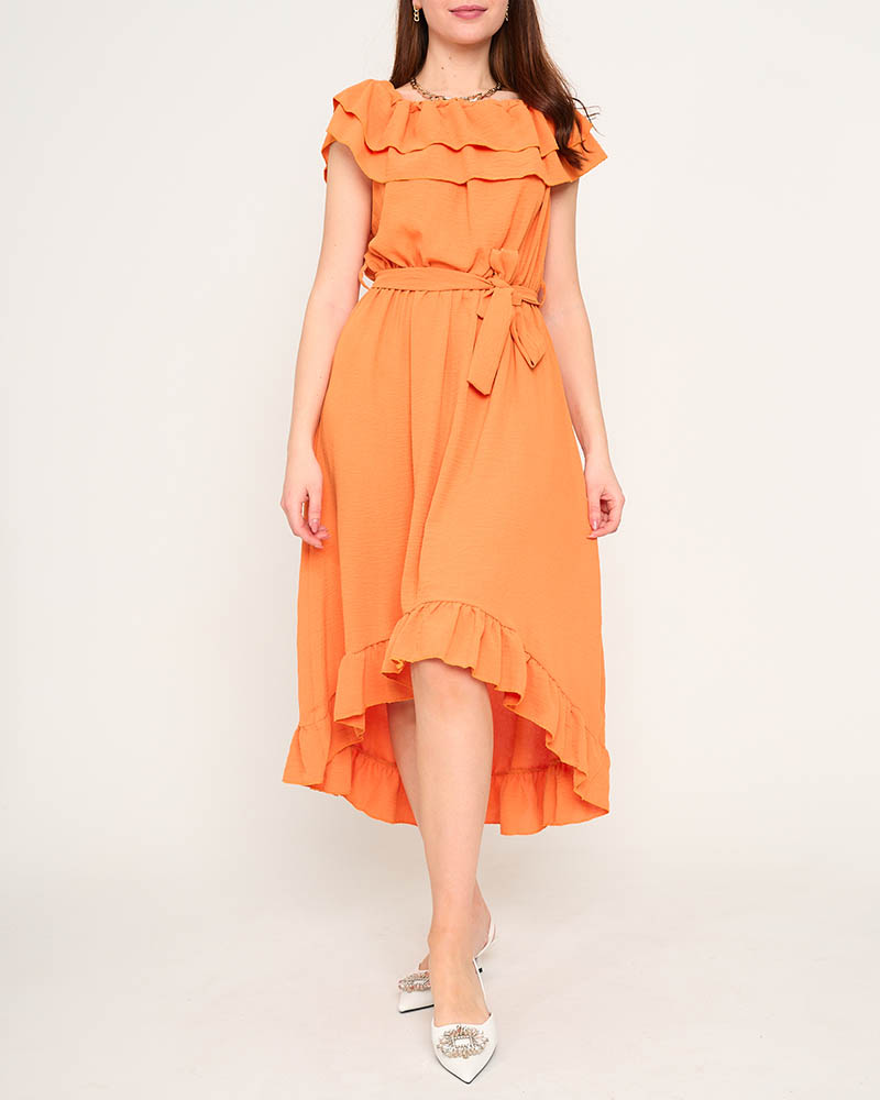 Rochie de damă portocalie cu volanuri a la Spanish – Îmbrăcăminte royal-fashion imagine noua 2022