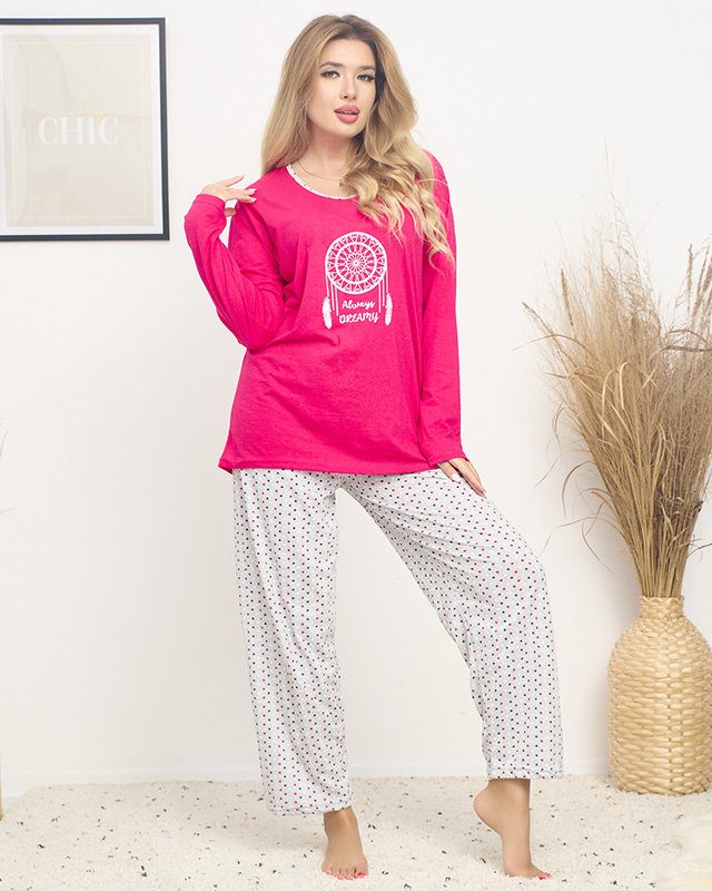 Pijamale dama cu imprimeu fucsia PLUS SIZE - Imbracaminte