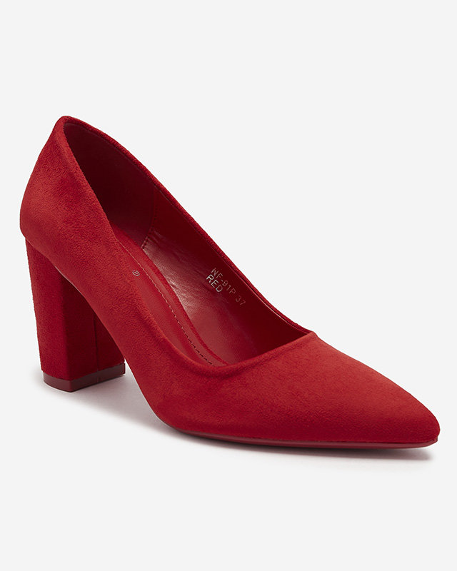Pantofi cu toc roșu pentru femei din piele ecologică de căprioară Duttos- Footwear