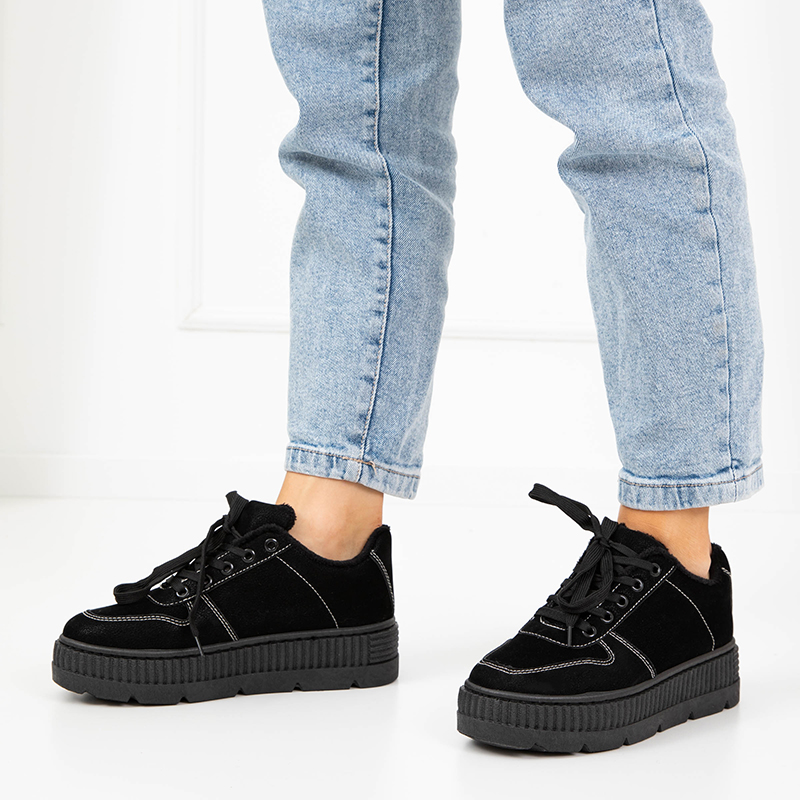 Pantofi sport negri cu platformă Zarine - Încălțăminte
