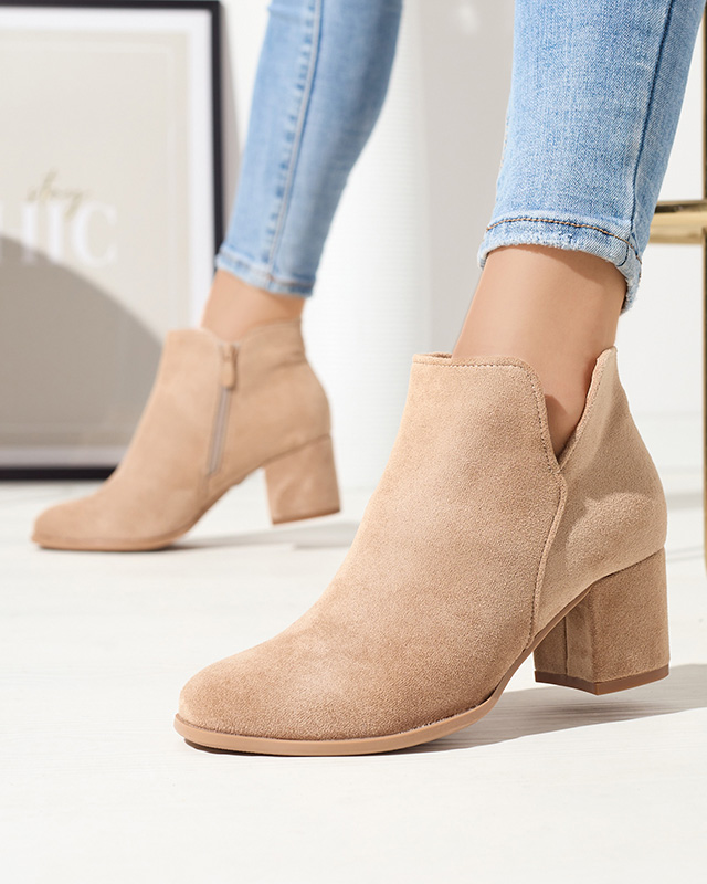 Cizme de damă din eco-suede în culoarea camel Frenas - Încălțăminte