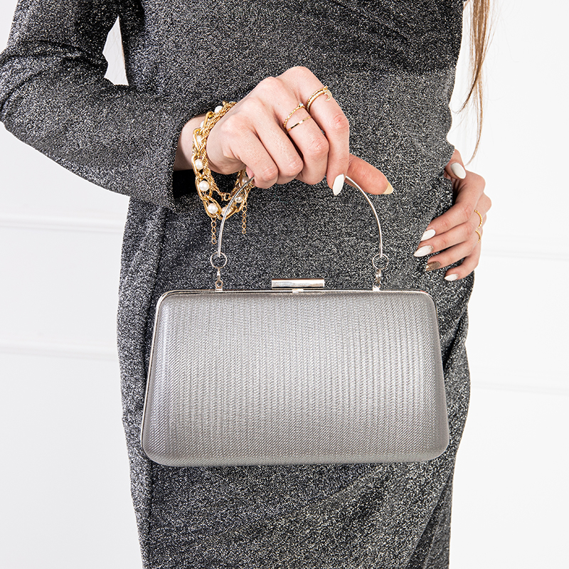 Geanta de mana mica stralucitoare dama gri a`la clutch - Accesorii