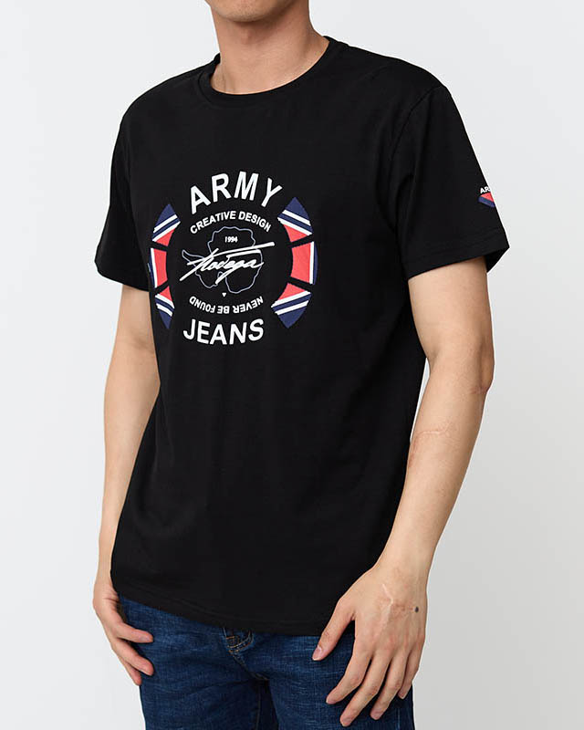 Tricou cu imprimeu barbatesc negru – Imbracaminte bărbătesc imagine noua 2022