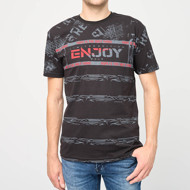 Tricou negru pentru bărbați cu cuvântul ENJOY- Îmbrăcăminte Barbati imagine noua 2022