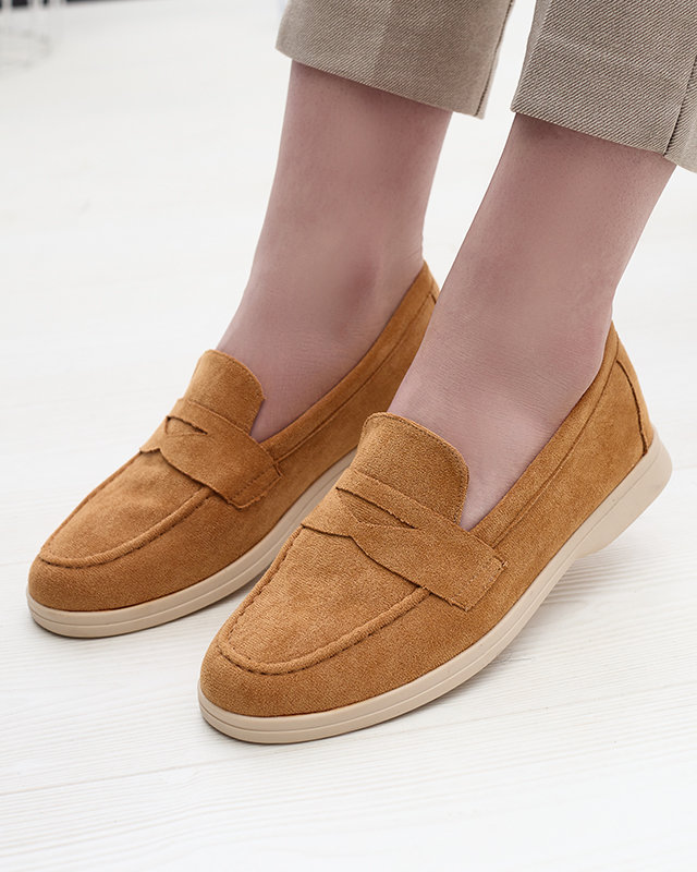 Mocasini de damă din eco-suede de culoare camel Daffer- Footwear