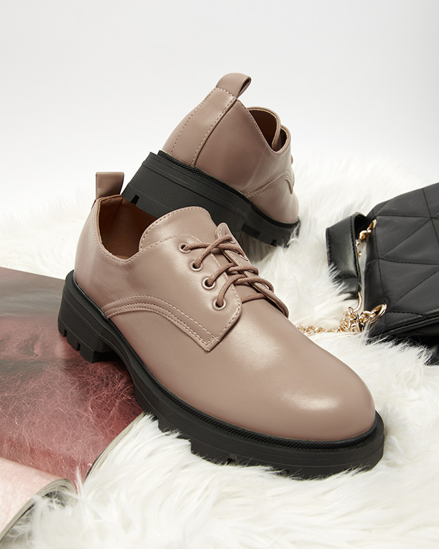 Pantofi cu șiret pentru femei maro deschis Etrap- Footwear damă/Pantofi imagine noua 2022