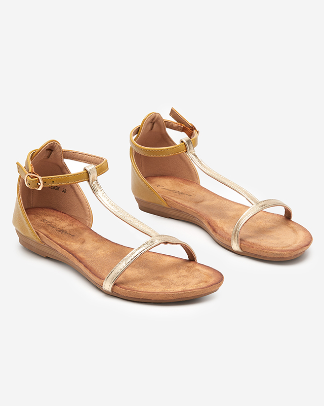 Sandale de damă bej cu inserție din piele ecologică Selione – Pantofi royal-fashion imagine noua 2022