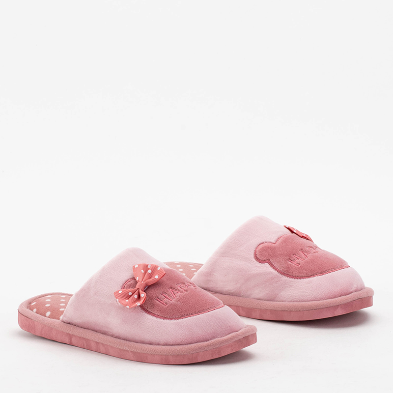 Papuci de damă roz închis cu fundă Mommis - Pantofi