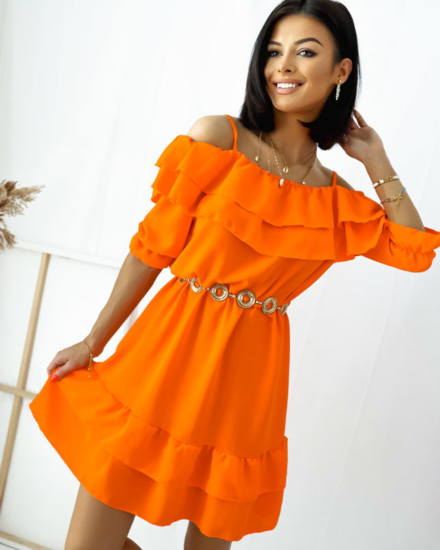 village Taxation bow Rochie portocalie spaniolă pentru femei - Îmbrăcăminte - portocale || neon  | royal-fashion.ro - cizme la modă