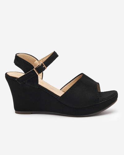 OUTLET Sandale negre dama pe pană Nalem - Încălțăminte