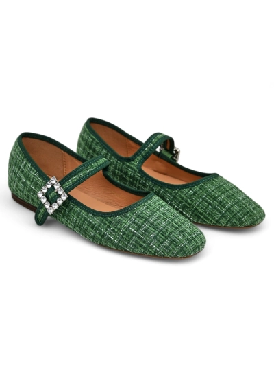 Royalfashion Balerini pentru femei cu carouri, cu cataramă și curea Riffos