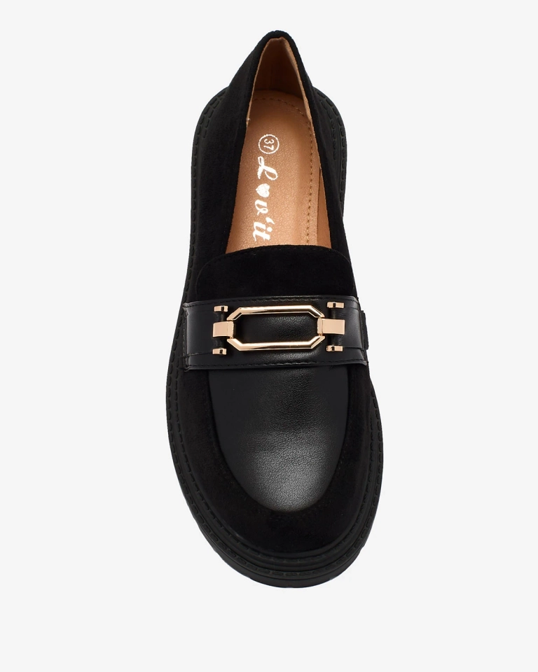 Royalfashion Mocasini negri de damă cu ornament Rarenci