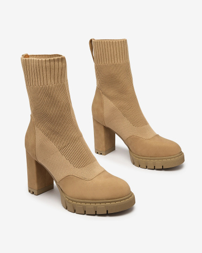 Royalfashion Botine Flexi de damă de culoare camel