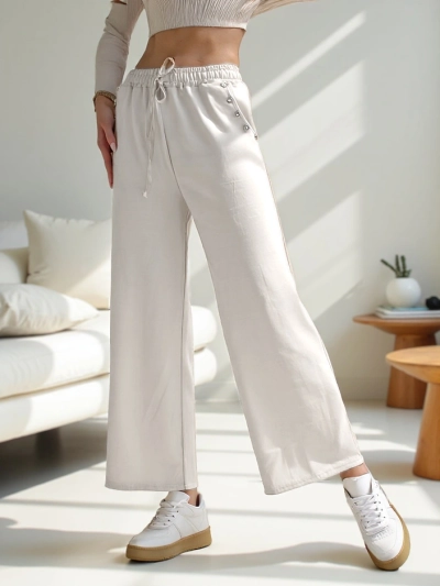Pantaloni largi de trening pentru femei Royalfashion cu strasuri