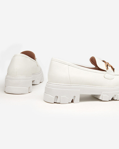 OUTLET Pantofi albi de dama cu decor auriu Meritso - Incaltaminte