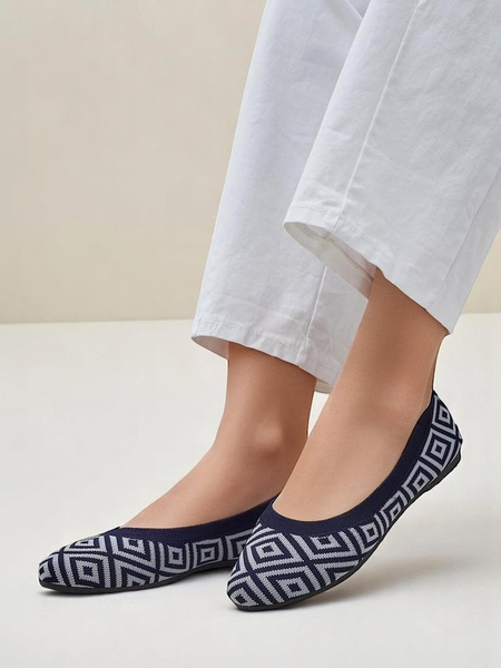 Royalfashion Balerini de damă din material textil cu imprimeu geometric Metric