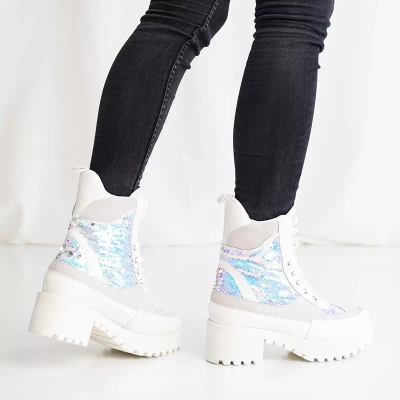 OUTLET Botine albe dama Licynia - Pantofi