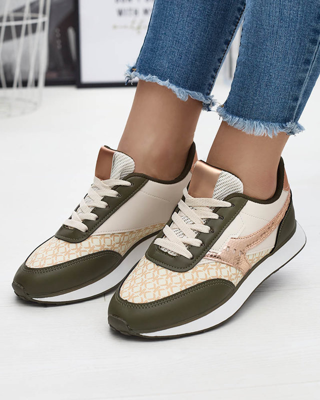 Pantofi sport pentru femei de culoare verde închis și bej Fiffvi- Footwear