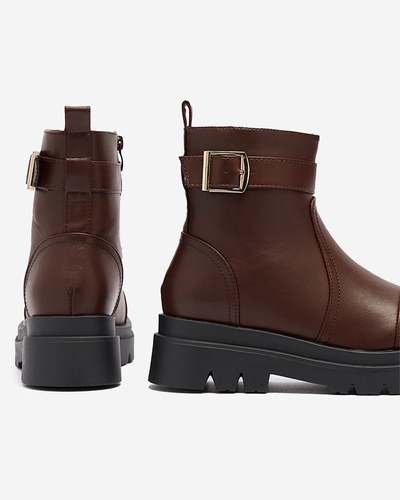 Cizme de damă maro închis cu cataramă Utilas - Încălțăminte