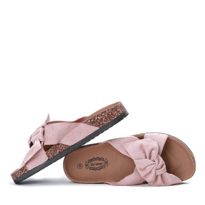 Różowe klapki z kokardką Shelia - Obuwie