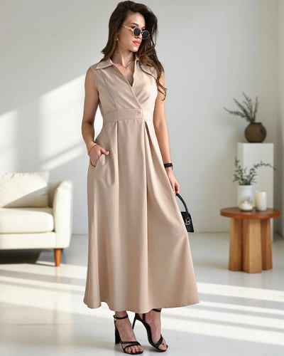 Rochie fără mâneci Royalfashion pentru femei cu decolteu înfășurat Bizness