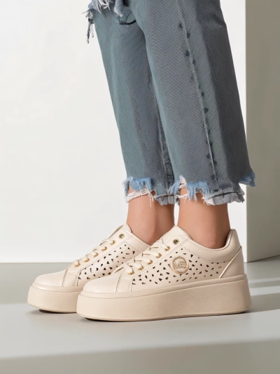 Sneakers pou fanm Ecru sou platfòm Boreas Royalfashion kwi ekolojik