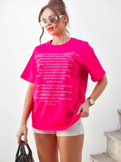 Royalfashion Tricou de bumbac pentru femei cu text din cristale strass