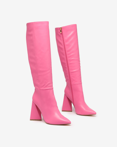 Royalfashion Fuchsia cizme cu toc triplu pentru femei Lebrabi