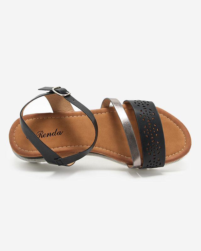 OUTLET Sandale negre de damă pe pană joasă Dotif- Încălțăminte