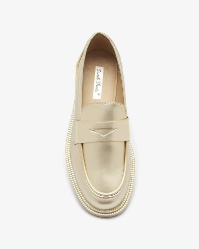 Mocasini aurii de damă din piele ecologică Zibom- Footwear