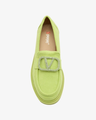 Royalfashion Mocasini de damă verde lime cu ornament Fogras