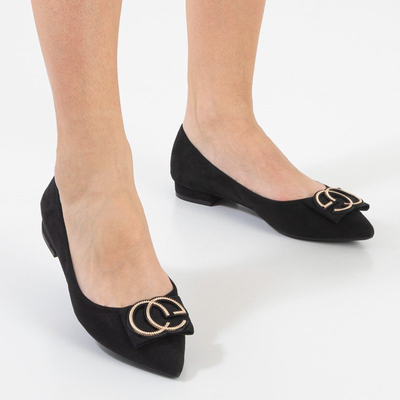 Balerini de femei negre cu decor Janessa - Încălțăminte