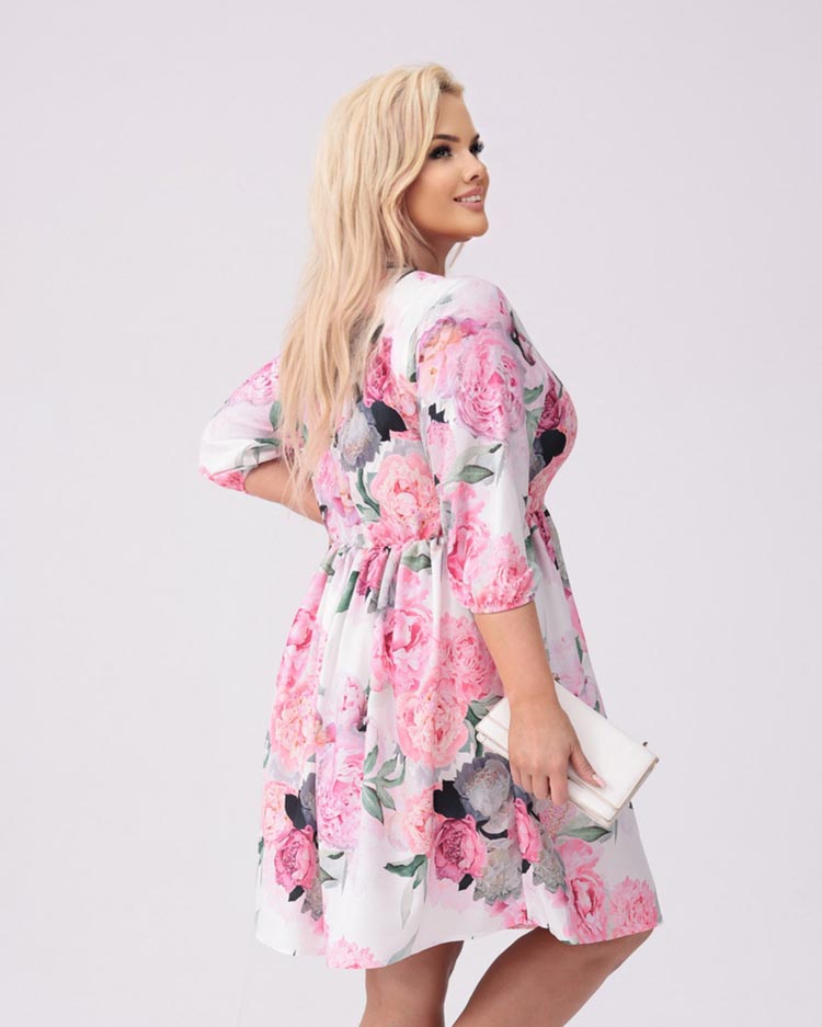 Royalfashion Rochie de damă până la genunchi cu imprimeu PLUS SIZE