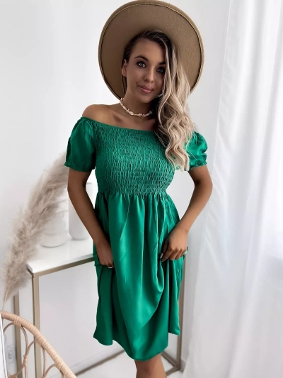 Rochie mini verde pentru femei a'la hiszpanka- Îmbrăcăminte