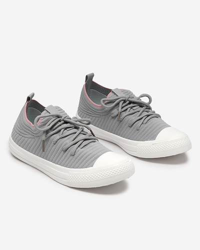 OUTLET Tenisi gri dama cu nervuri Manfer- Incaltaminte
