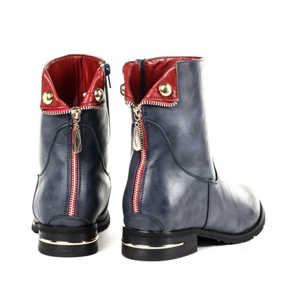 Granatowe botki workery z suwakami Daseryve - Obuwie