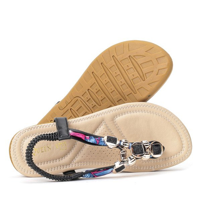 Czarne sandały z ozdobami Alcila - Obuwie