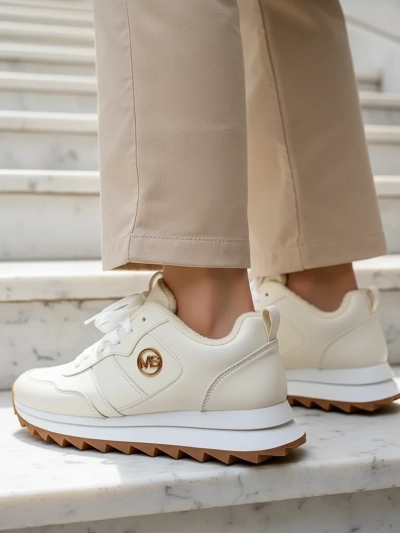 Royalfashion Alba Sneakerși Dama Călduroși Albi Piele Ecologică cu Platformă