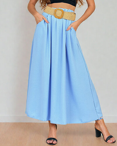 Royalfashion Fustă midi de damă cu curea